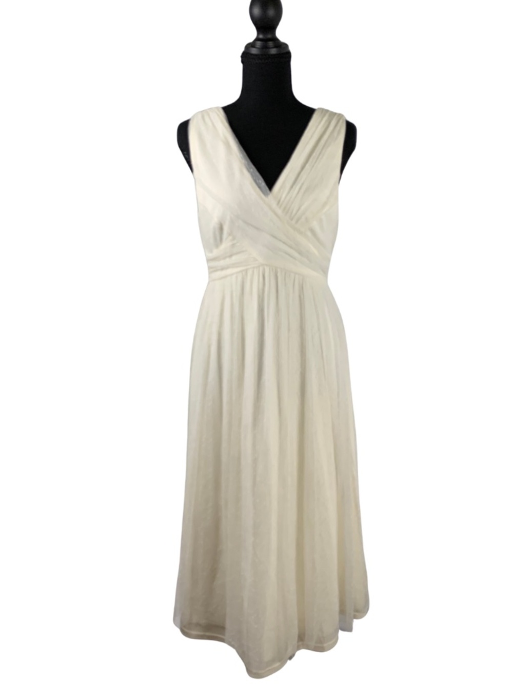 Lulus Cream Chiffon Draped Maxi Dress Women's Fully Lined Wedding Boho